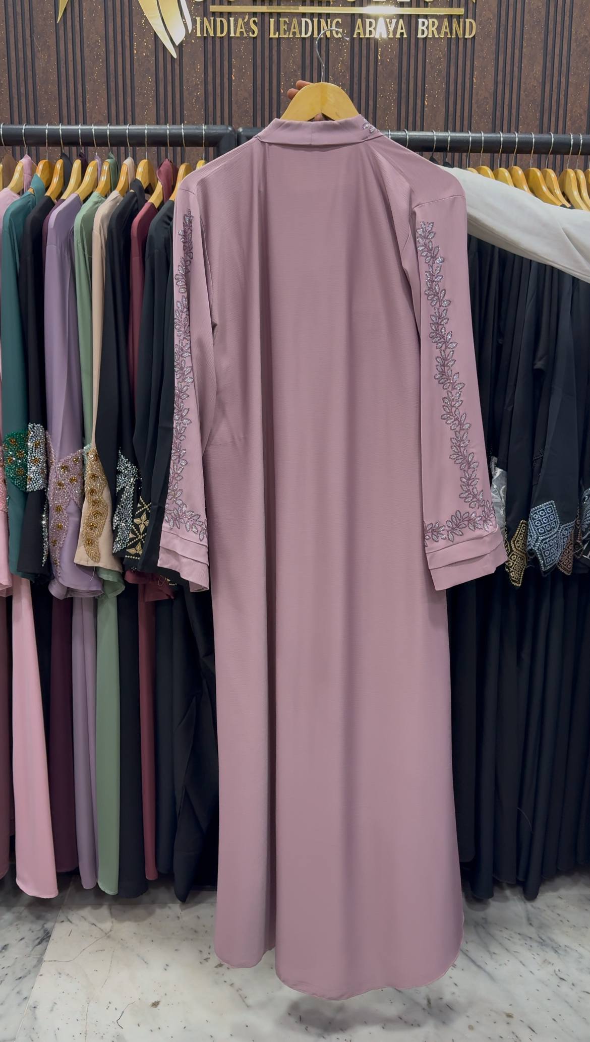 HEENA STONEWORK ABAYA | PINK