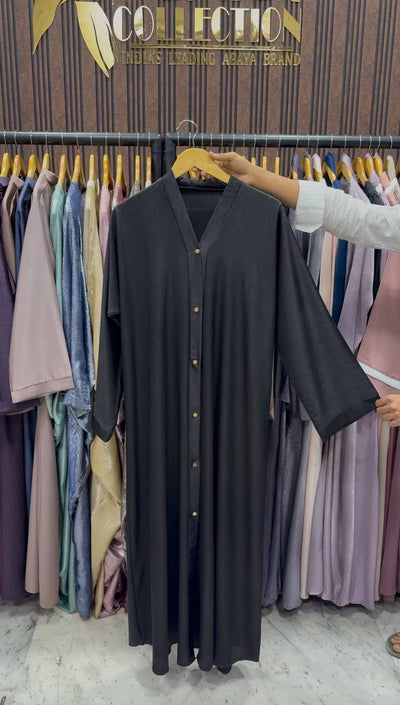 RAYHANA FRONT OPEN ABAYA | BLACK