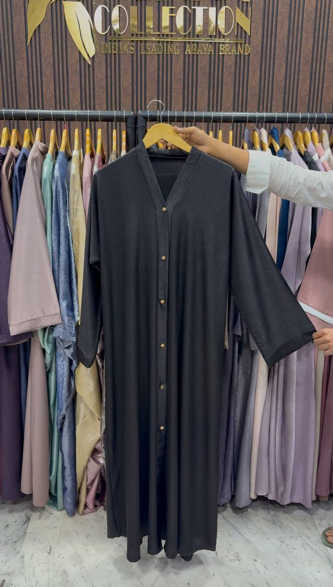 RAYHANA FRONT OPEN ABAYA | BLACK