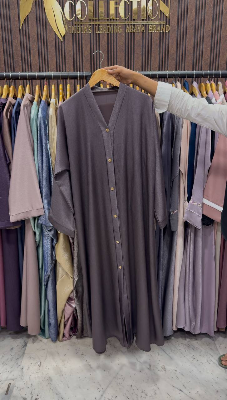 RAYHANA FRONT OPEN ABAYA | SLASH GRAY