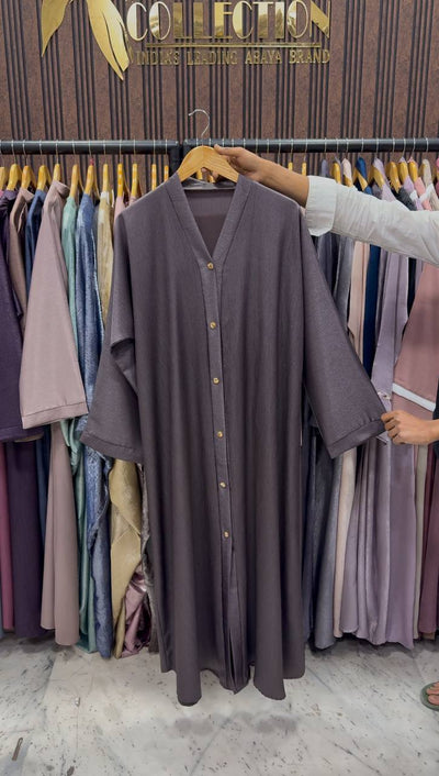 RAYHANA FRONT OPEN ABAYA | SLASH GRAY
