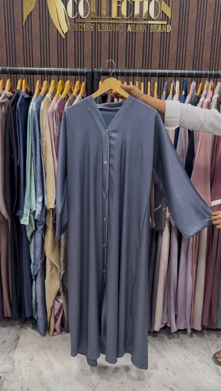RAYHANA FRONT OPEN ABAYA | GRAY