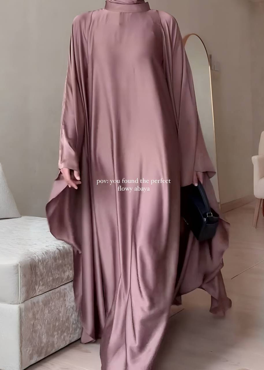SAJAL DOUBLE SHRUG ABAYA | PINK