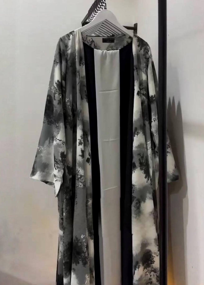 NURA DOUBLE SHRUG ABAYA | GRAY