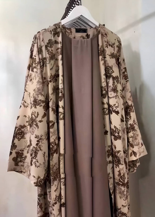 NURA DOUBLE SHRUG ABAYA | COFFEE