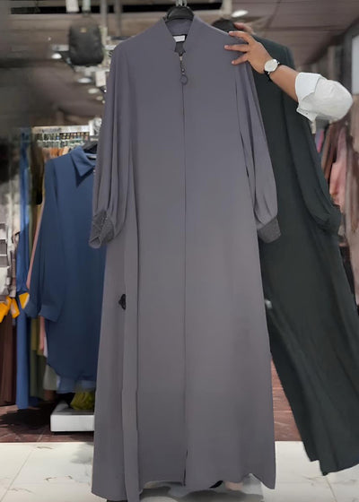 ALBAH FRONT OPEN ABAYA | GRAY
