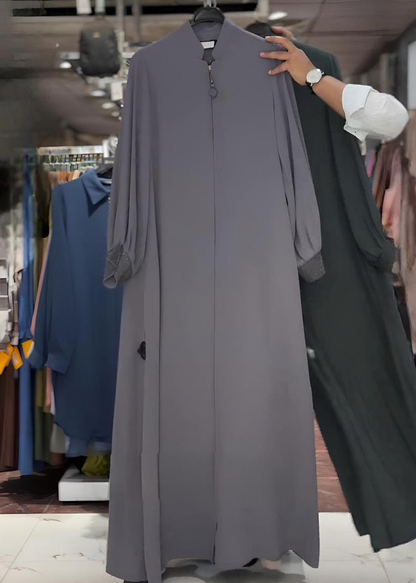 ALBAH FRONT OPEN ABAYA | GRAY