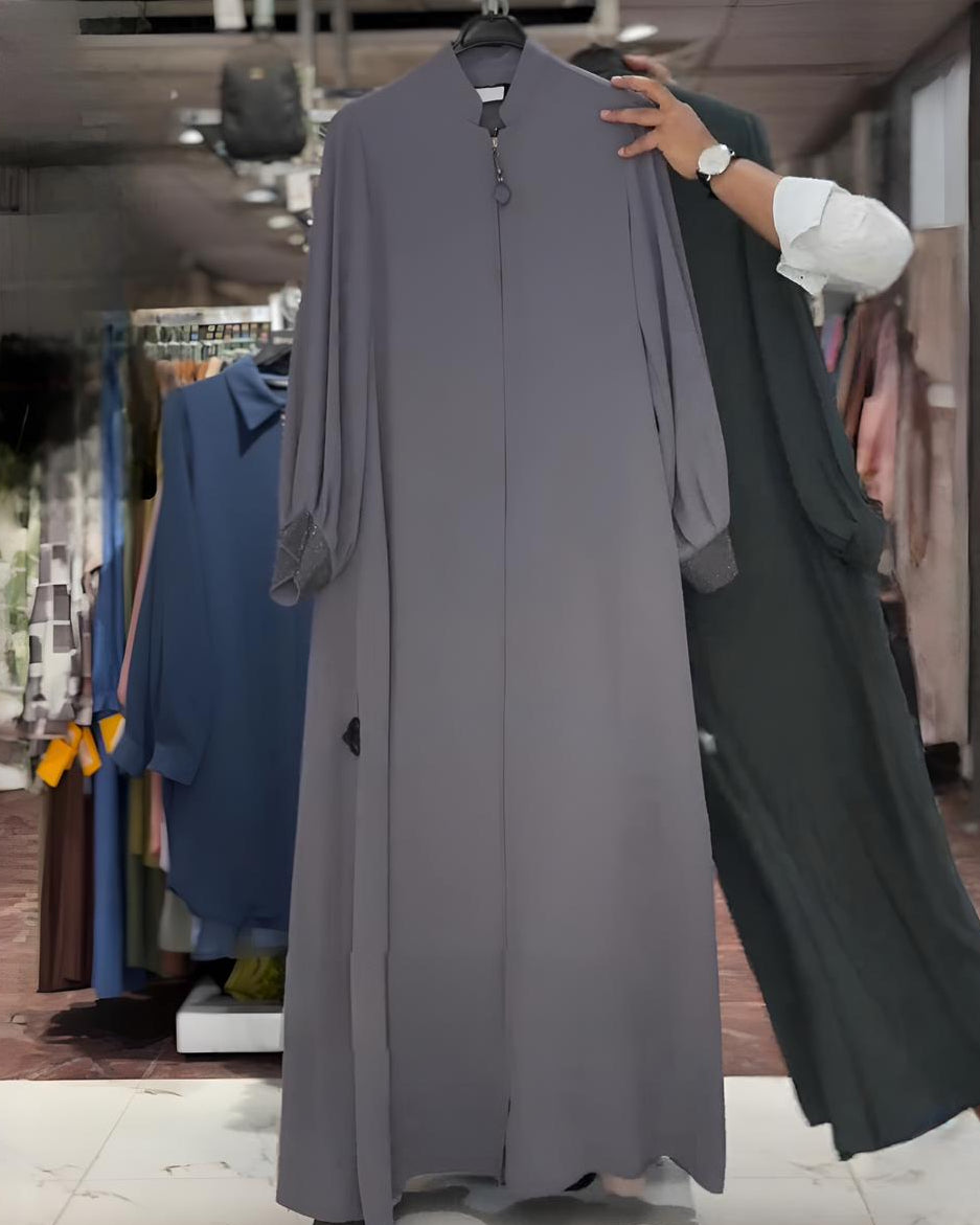 ALBAH FRONT OPEN ABAYA | GRAY
